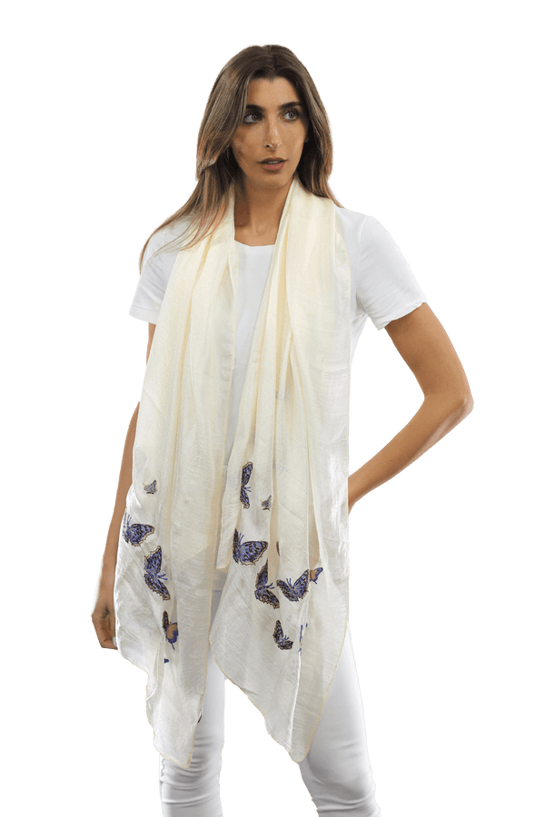 La Fiorentina Butterfly Scarves- White