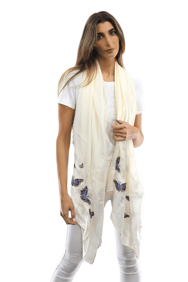 La Fiorentina Butterfly Scarves- White