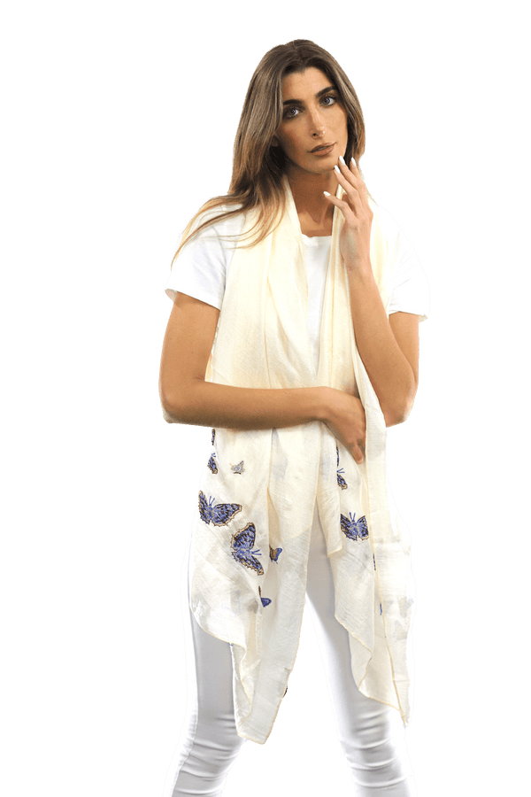 La Fiorentina Butterfly Scarves- White