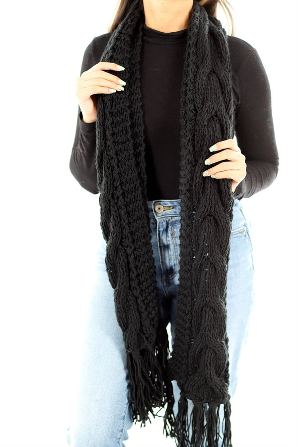 La Fiorentina Cable Knit Scarf - Black