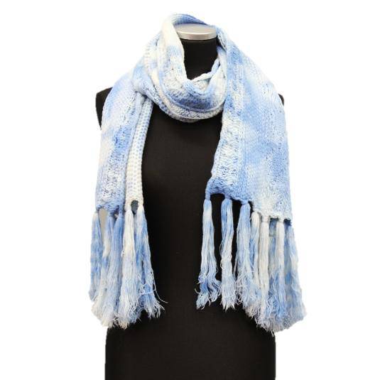 la fiorentina Cable Knit Tie-Dye Scarf - Blue