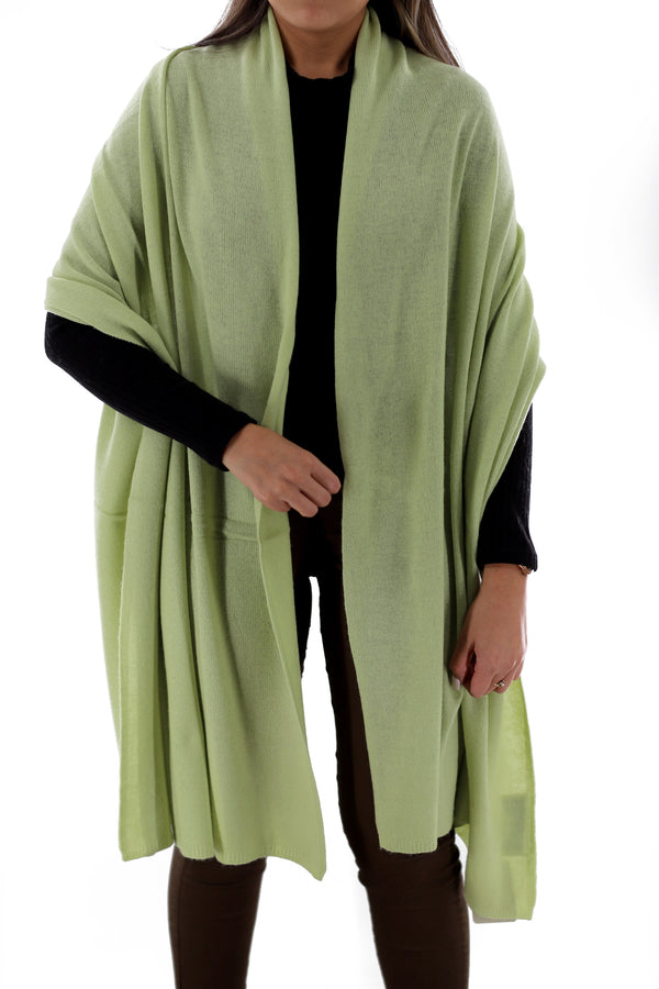 La Fiorentina CASHMERE BLEND KNIT SHAWL - LIME