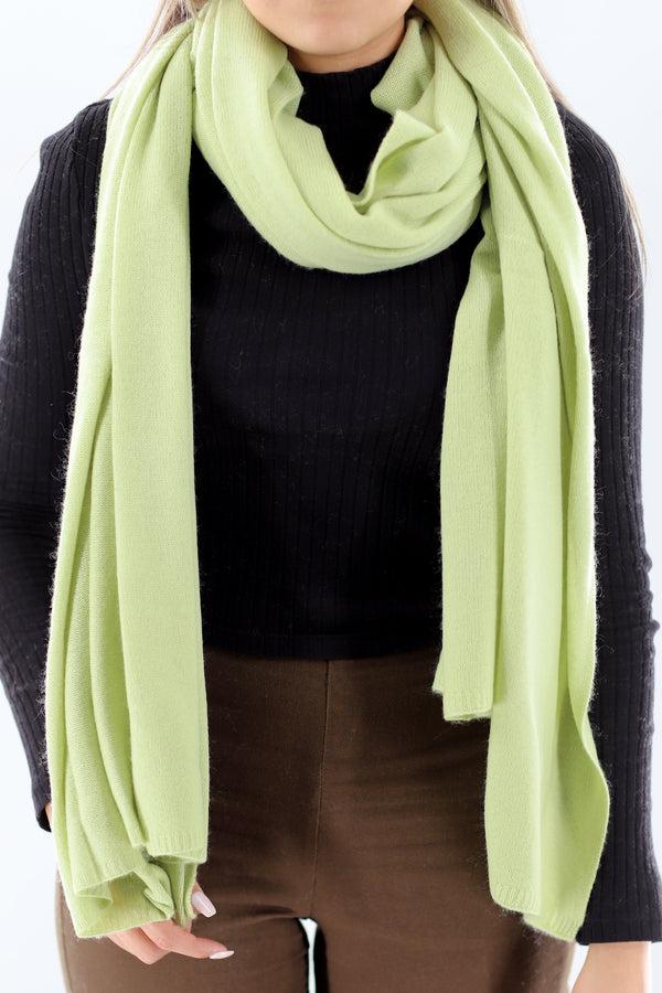 la fiorentina CASHMERE BLEND KNIT SHAWL - LIME