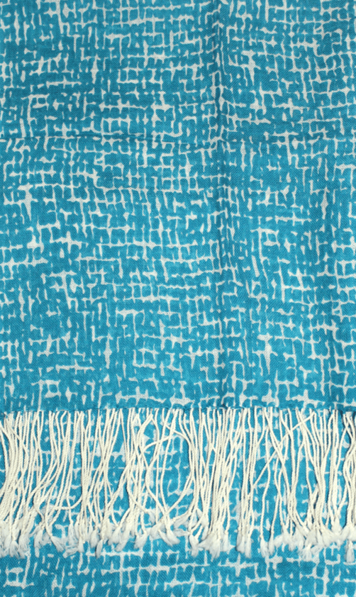 La Fiorentina Checkerboard Print Wool Scarf - Blue