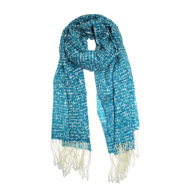 la fiorentina Checkerboard Print Wool Scarf - Blue