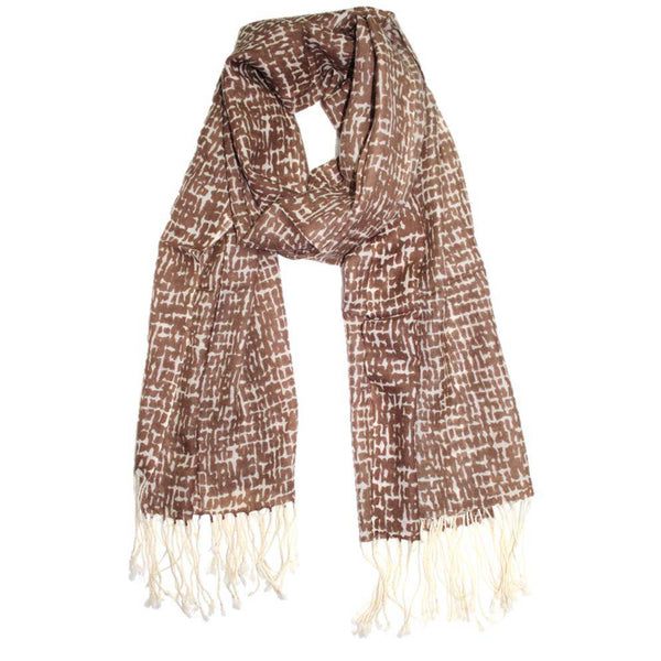 la fiorentina Checkerboard Print Wool Scarf - Brown