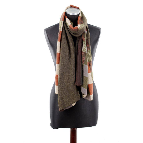 La Fiorentina La Fiorentina Checkered Print Lightweight Wrap 100% Polyester - Green