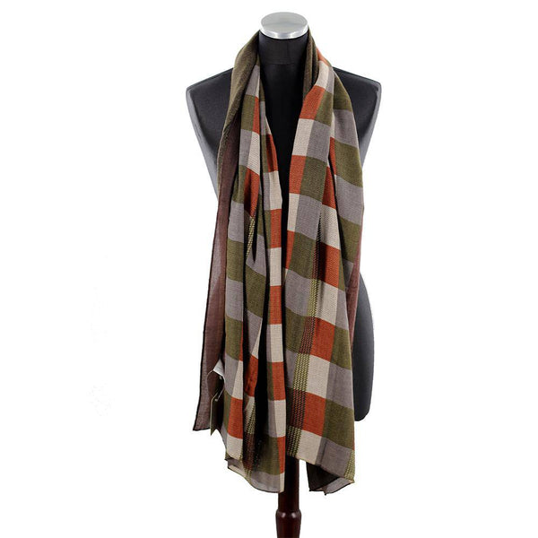 La Fiorentina La Fiorentina Checkered Print Lightweight Wrap 100% Polyester - Green