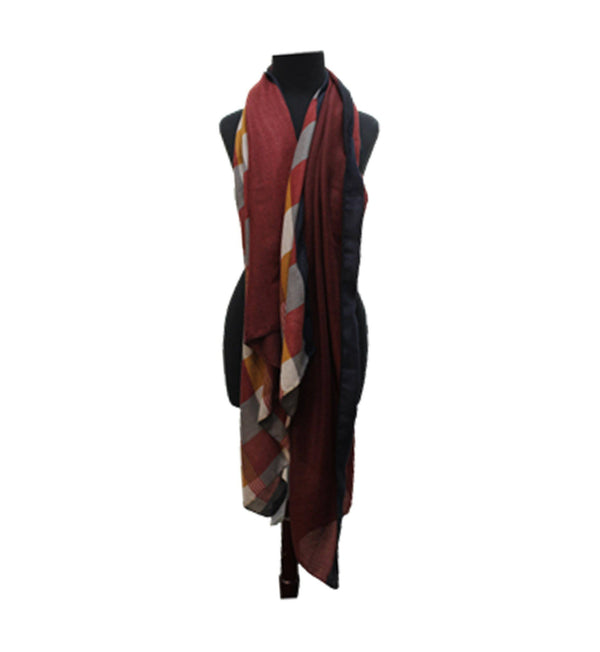 La Fiorentina La Fiorentina Checkered Print Lightweight Wrap Scarf 100% Polyester - Red