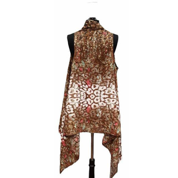 La Fiorentina Cheetah Print Kimono/Vest - Brown