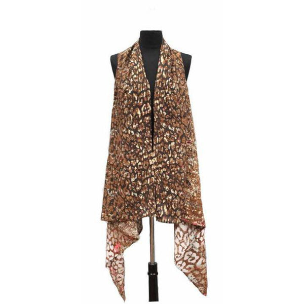 la fiorentina Cheetah Print Kimono/Vest - Brown