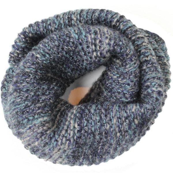 la fiorentina Chunky Knit Infinity Muffler - Blue