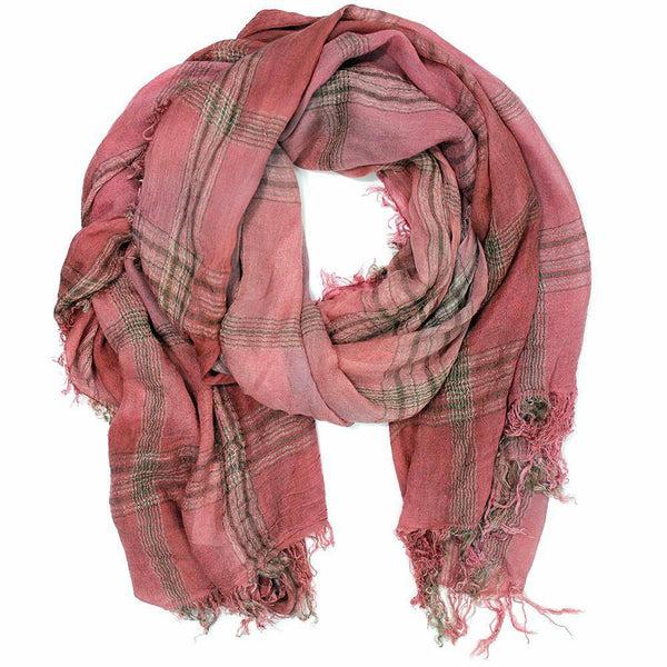 la fiorentina Crinkle Plaid Scarf-Pink