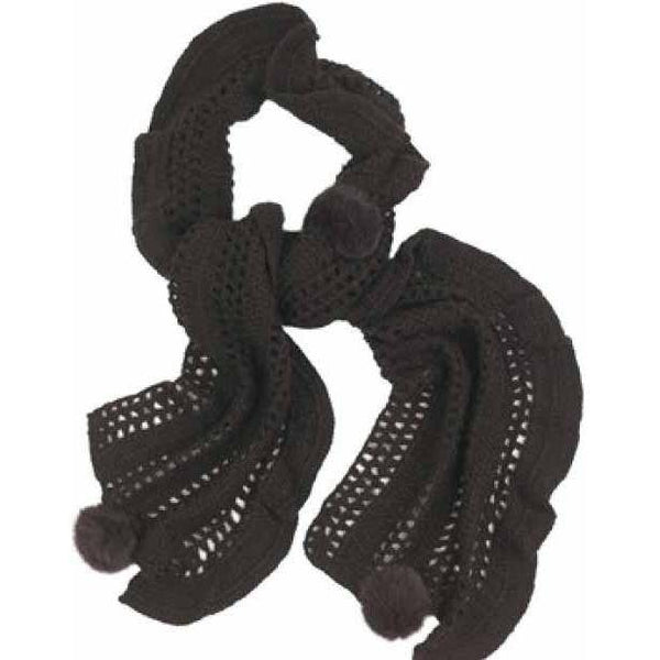 La Fiorentina Crochet & Rabbit Fur Scarf - Black