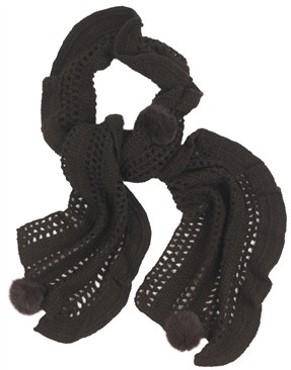 La Fiorentina Crochet & Rabbit Fur Scarf - Brown