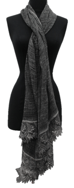 la fiorentina Crotchet Lace Trim Scarf - Black