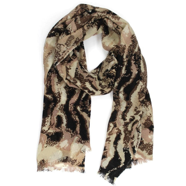 La Fiorentina Deer Print Scarf - Brown Combo