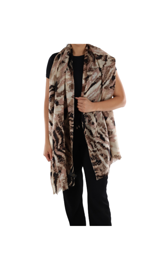 la fiorentina Deer Print Scarf - Brown Combo