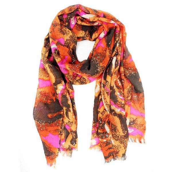 La Fiorentina Deer Print Scarf - Orange Combo
