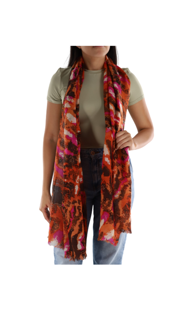 la fiorentina Deer Print Scarf - Orange Combo