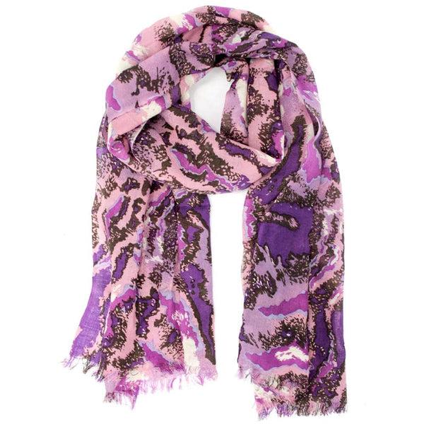 la fiorentina Deer Print Scarf - Purple Combo