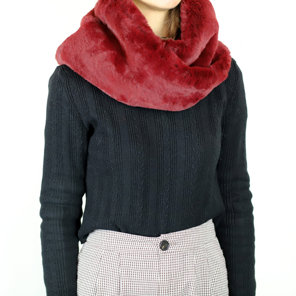 La Fiorentina Faux Fur Infinity Scarf - Burgundy