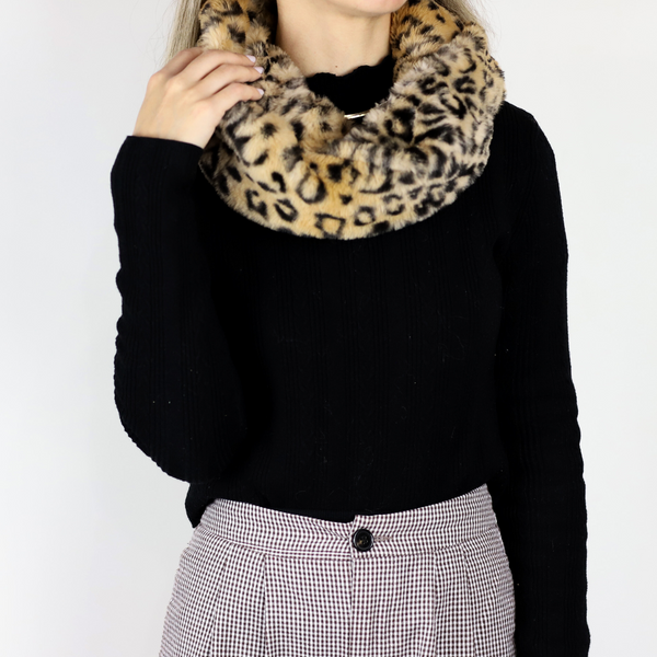 La Fiorentina Faux Fur Infinity Scarf - Leopard