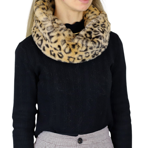 La Fiorentina Faux Fur Infinity Scarf - Leopard