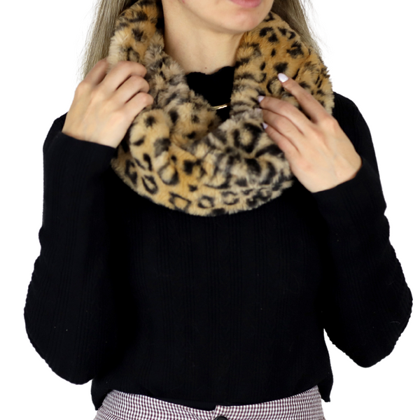 la fiorentina Faux Fur Infinity Scarf - Leopard