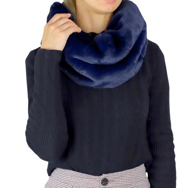 la fiorentina Faux Fur Infinity Scarf - Navy