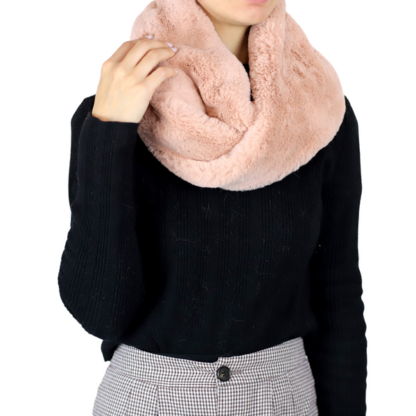 La Fiorentina Faux Fur Infinity Scarf - Pink