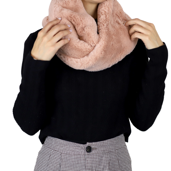 La Fiorentina Faux Fur Infinity Scarf - Pink
