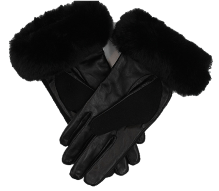 La Fiorentina Faux Fur Trimmed Glove - Black
