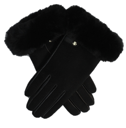 la fiorentina Faux Fur Trimmed Glove - Black