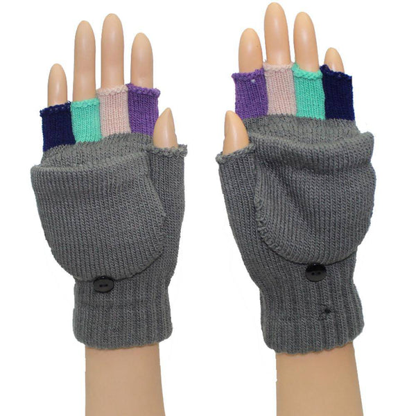 La Fiorentina Flip Top Fingerless Mitten-Grey