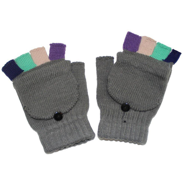 La Fiorentina Flip Top Fingerless Mitten-Grey