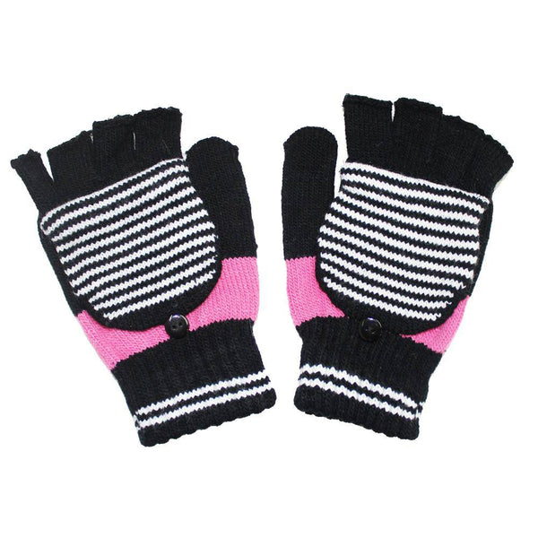 la fiorentina Flip Top Striped Mitten-Black
