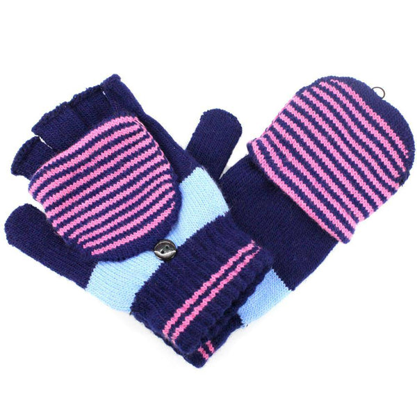 la fiorentina Flip Top Striped Mitten-Navy
