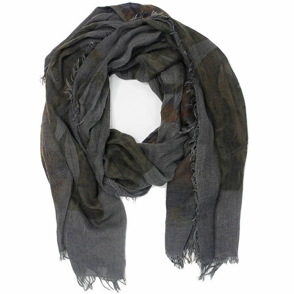 la fiorentina Floral & Animal Print Scarf - Dark Grey