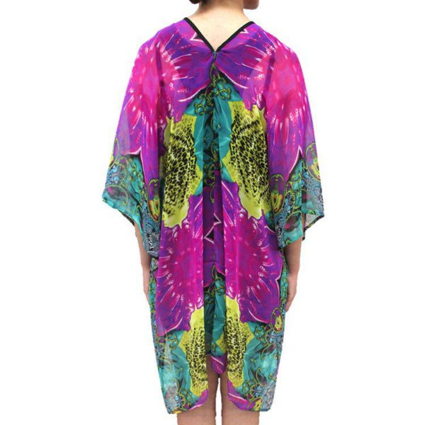 La Fiorentina Floral Beach Cover Up - Teal/Purple
