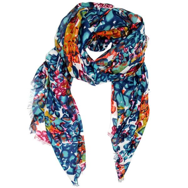 la fiorentina Floral Print Scarf - Blue
