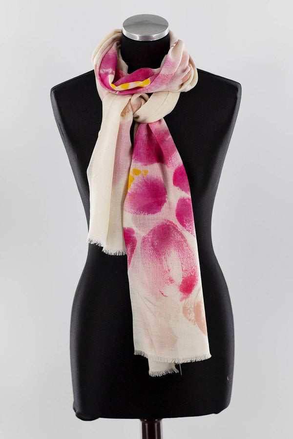 la fiorentina Flower Printed Scarf - Coral/Ivory