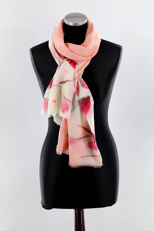 La Fiorentina Flower Printed Scarf - Ivory