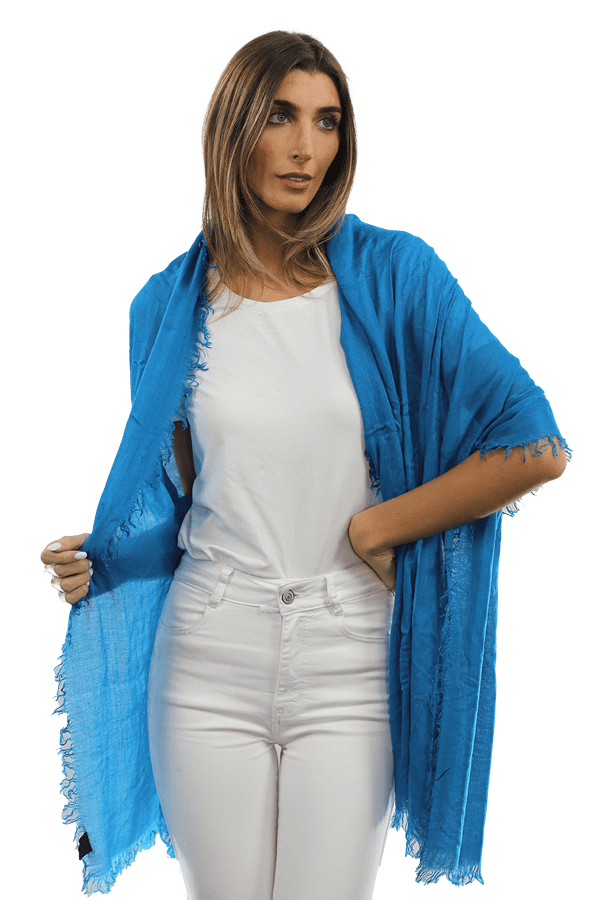La Fiorentina Fringe Pashmina - Blue