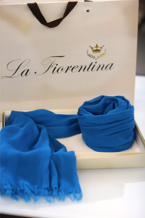 la fiorentina Fringe Pashmina - Blue