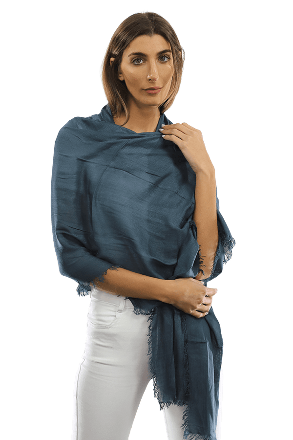 La Fiorentina Fringe Pashmina - Charcoal Grey