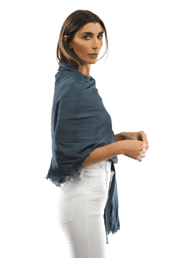 La Fiorentina Fringe Pashmina - Charcoal Grey