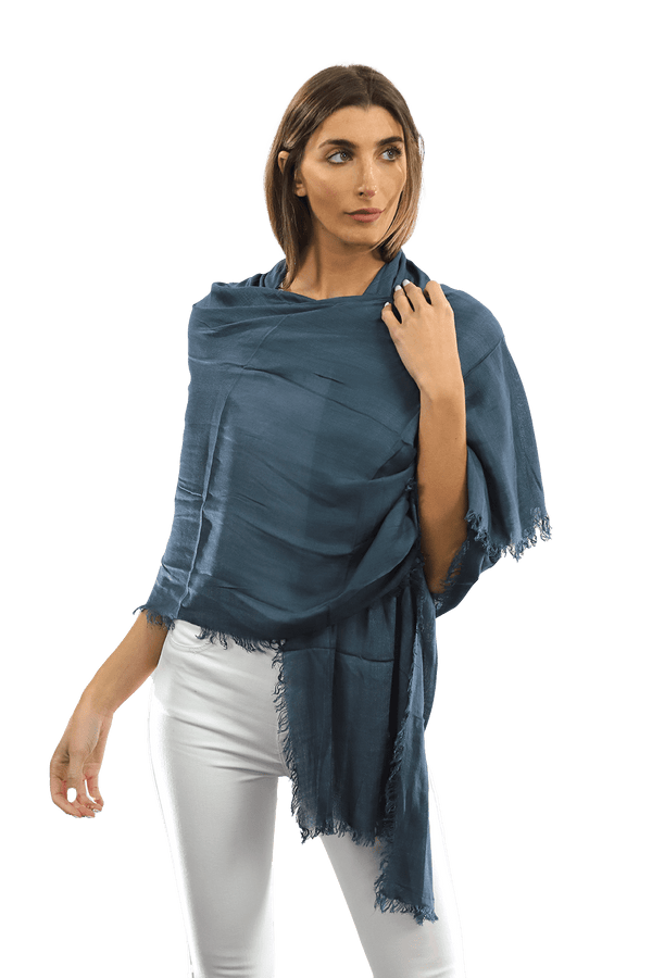 La Fiorentina Fringe Pashmina - Charcoal Grey