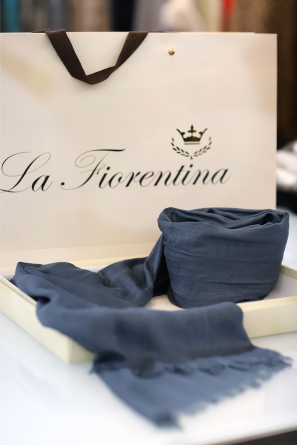 la fiorentina Fringe Pashmina - Charcoal Grey