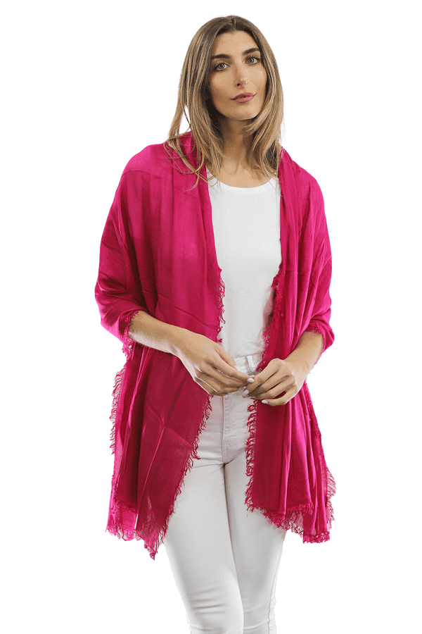 La Fiorentina Fringe Pashmina - Fuchsia